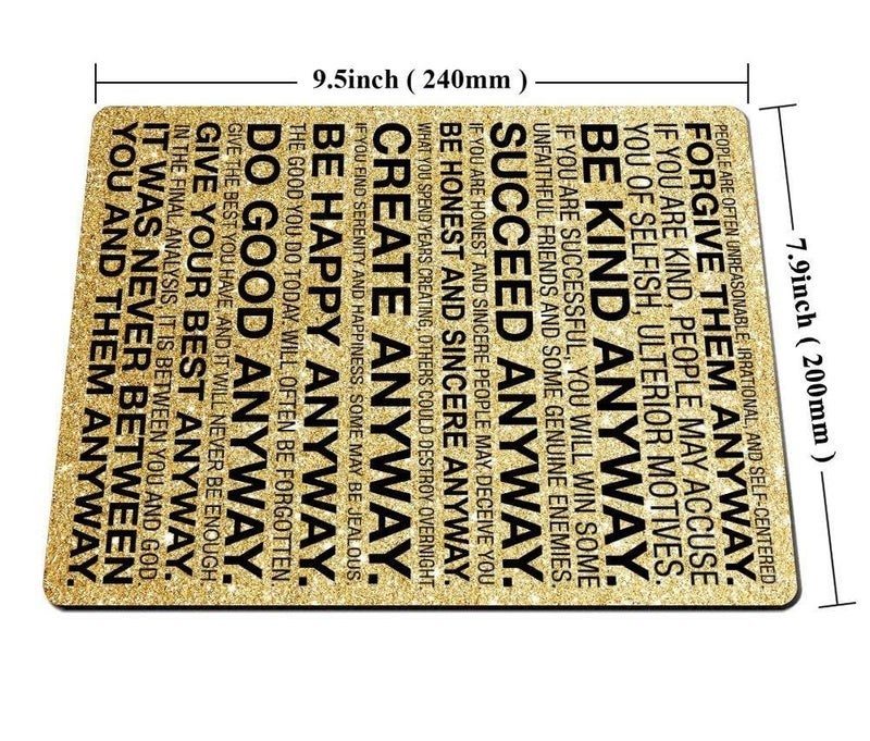 Smooffly Gaming Mouse Pad Custom,Mother Teresa Anyway Quote Mouse pad 9.5 X 7.9 Inch (240mmX200mmX3mm) - Image 2